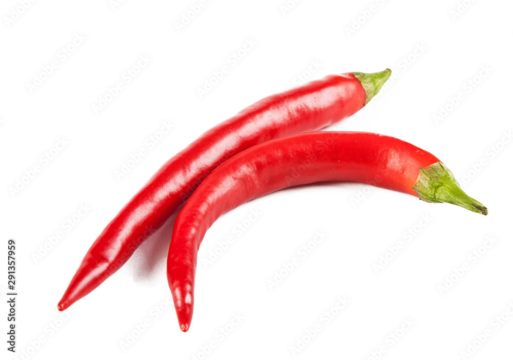 Red oblong peppers on a white background (view from a different angle in the portfolio)