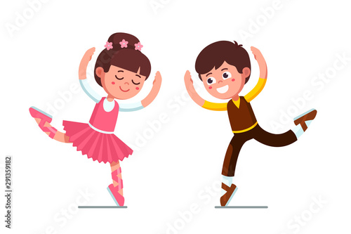 Ballet dancer kids boy and ballerina girl dancing