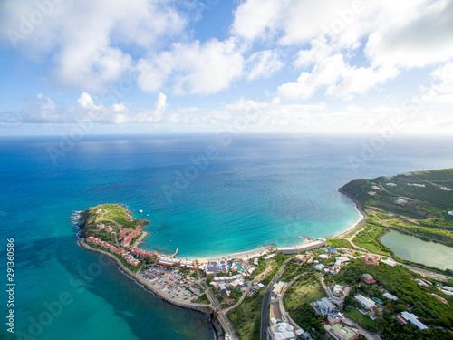 High aerial view of the island of Sint Maarten 
