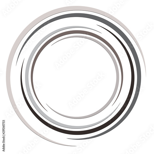 Abstract concentric circle. Spiral, swirl, twirl element. Circular and radial lines volute, helix. Segmented circle with rotation. Abstract radiating arc lines. Geometric cochlear, vortex illustration