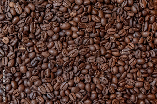 abstract background of coffee beans close up