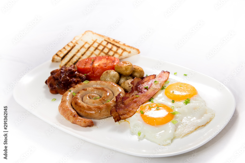 Scrambled eggs on white background. Healthy food Scrambled eggs on white background. Healthy food