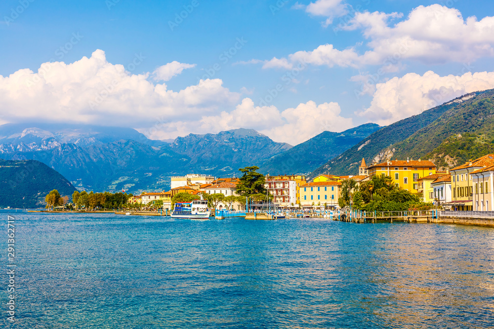 View on Lago Iseo and mountains. Lombardy, Italy