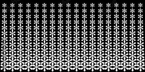 Abstract halftone pattern. Vector halftone dots background for design banners, posters, business projects, pop art texture, covers. Geometric black and white texture with floral elements.