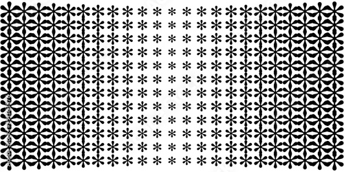 Abstract halftone pattern. Vector halftone dots background for design banners, posters, business projects, pop art texture, covers. Geometric black and white texture with floral elements.