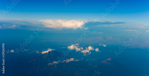 Mountain Ararat volcano in Turkey (5137m altitude) and Little Ararat in the right. aerial view from airplane © Ioan Panaite