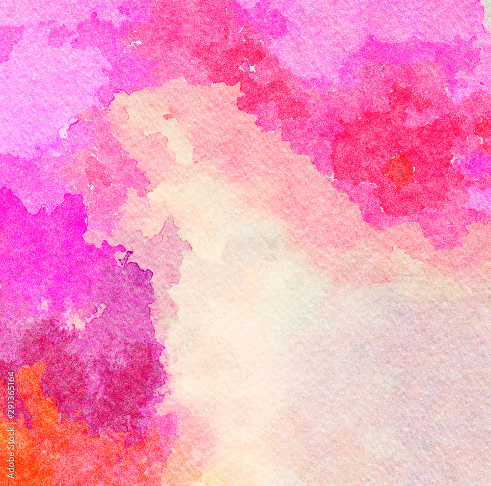 Obraz premium Abstract watercolor texture background, colorful bright splashes and strokes, dry paint on paper, artistic design pattern with contemporary art elements