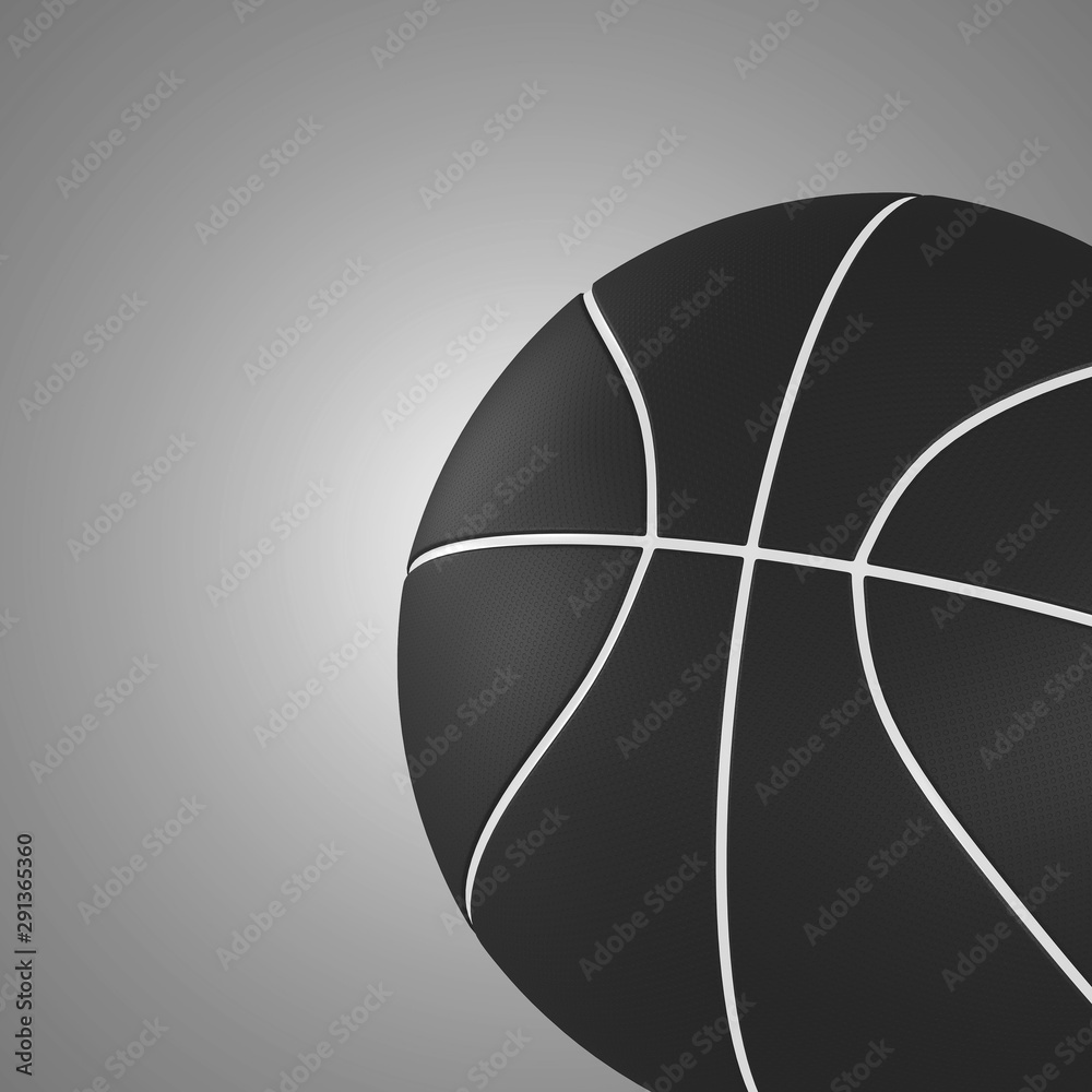 Beautiful black basketball ball on an gray background with backlight. 3D rendering Beautiful black basketball ball on an gray background with backlight. 3D rendering