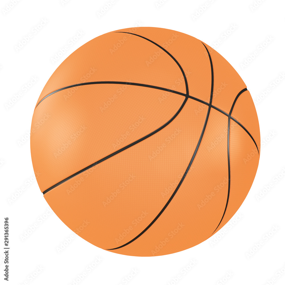 Orange basketball ball on an isolated white background. 3D rendering