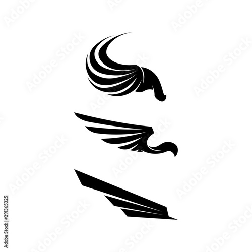 Fototapeta Naklejka Na Ścianę i Meble -  Black wing logo symbol for a professional designer