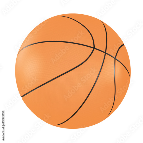 Orange basketball ball on an isolated white background. 3D rendering