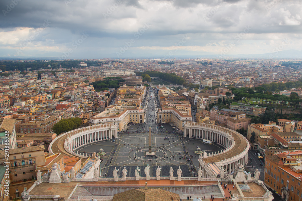 view of the city with St. Peter's Basilica, Rome, Italy