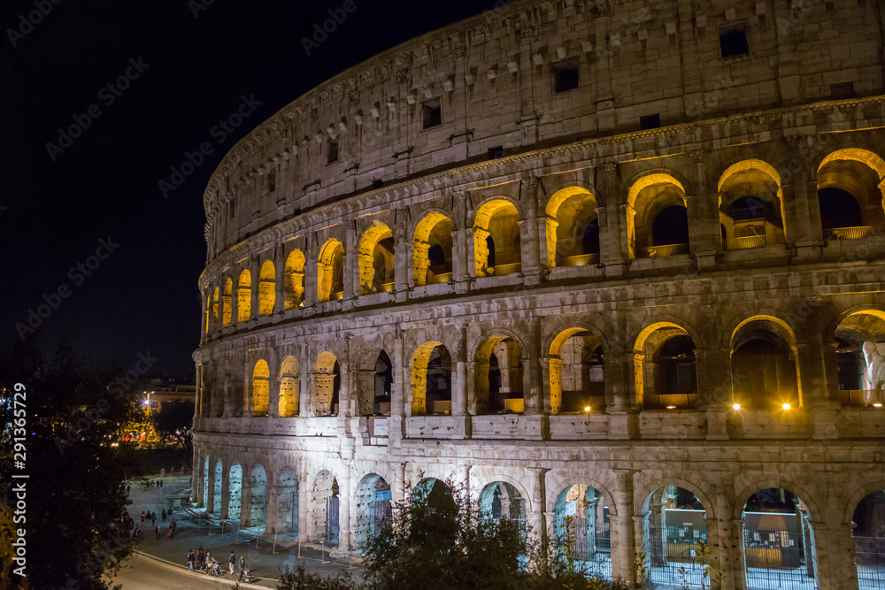 Night view of Colosseum in Rome,  Italy