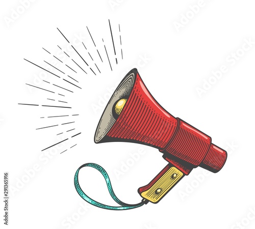 Protest vintage bullhorn sketch