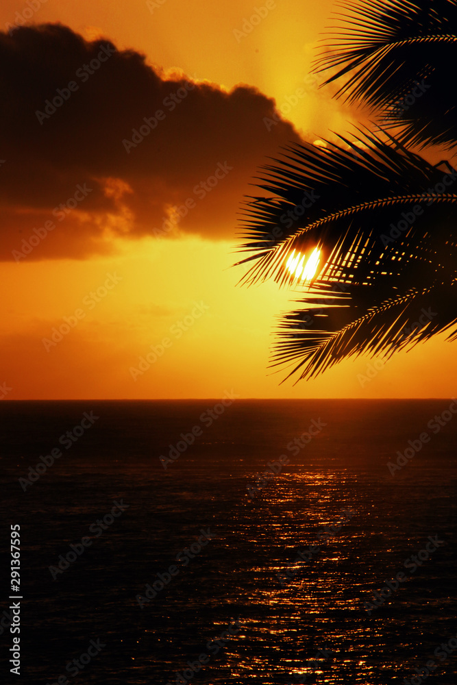 Sunrise on beach with love