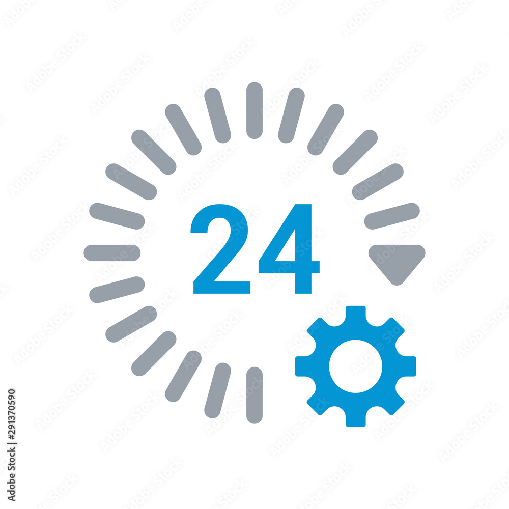 Time Management Icon. Business Concept. Flat Style Design. Cogwheel with clock presenting icon for time management Time Management Icon. Business Concept. Flat Style Design. Cogwheel with clock presenting icon for time management