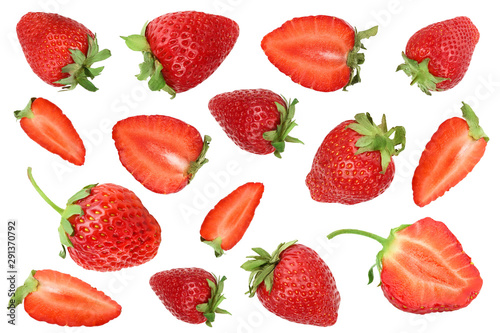 Fototapeta Naklejka Na Ścianę i Meble -  Strawberries isolated on white background. Top view. Flat lay pattern