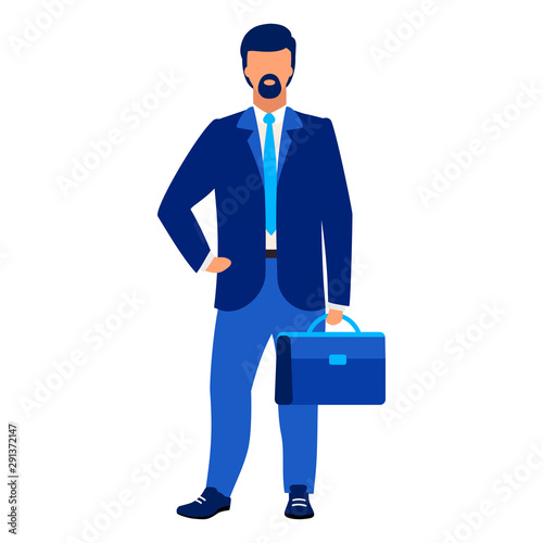Businessman, office worker flat vector illustration. Company employee, CEO isolated cartoon character on white background. Successful entrepreneur, executive manager, lawyer, real estate agent