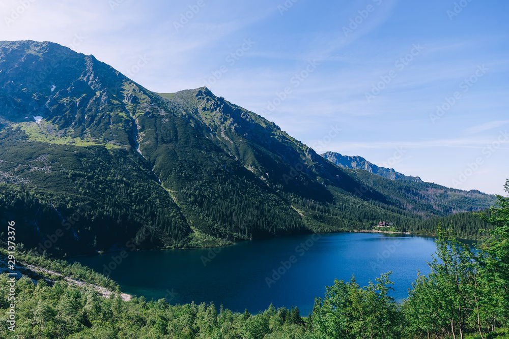 Famous mountains Lake sea eye lake in summer day. Top view of be Famous mountains Lake sea eye lake in summer day. Top view of be