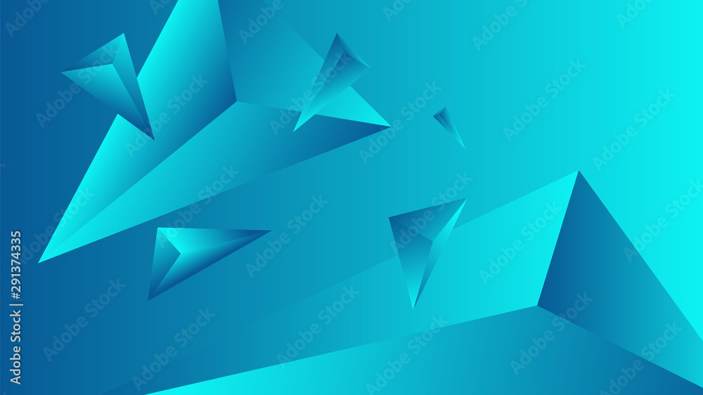 Turquoise triangle polygon gradient. Element of color vector