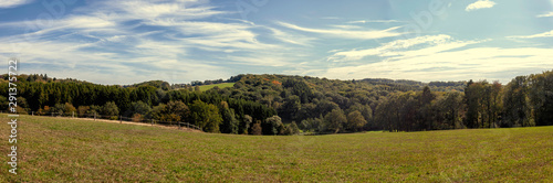 field, forest and blue sky landscape, wuppertal ronsdorf, nrw germany
