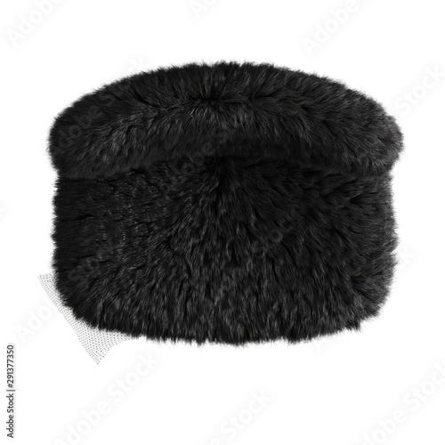 Beautiful black fluffy bench made of wool on an isolated background top view. 3D rendering