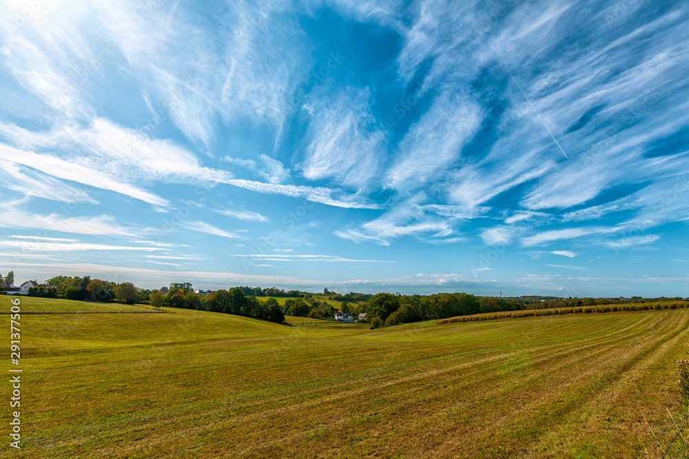 field and blue sky landscape, wuppertal ronsdorf, nrw germany field and blue sky landscape, wuppertal ronsdorf, nrw germany