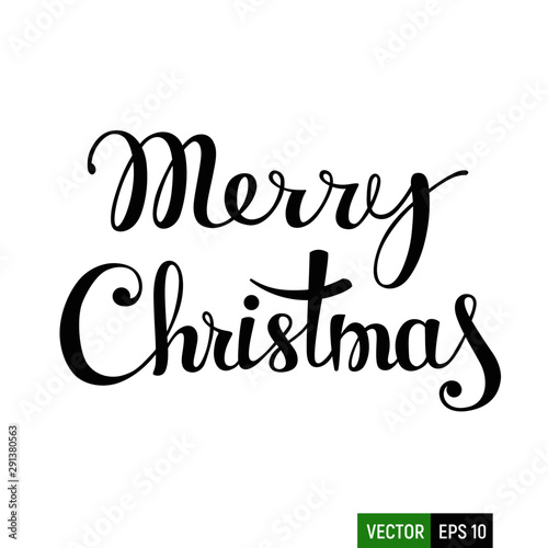 Merry christmas - handwritten lettering. Brush calligraphic text. Vector incription for card, poster, banner, label, t-shirt design and many others souvenirs