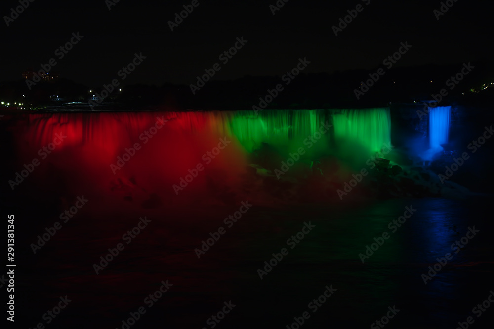Waterfall Red Green Blue Niagara Falls Ontario Canada