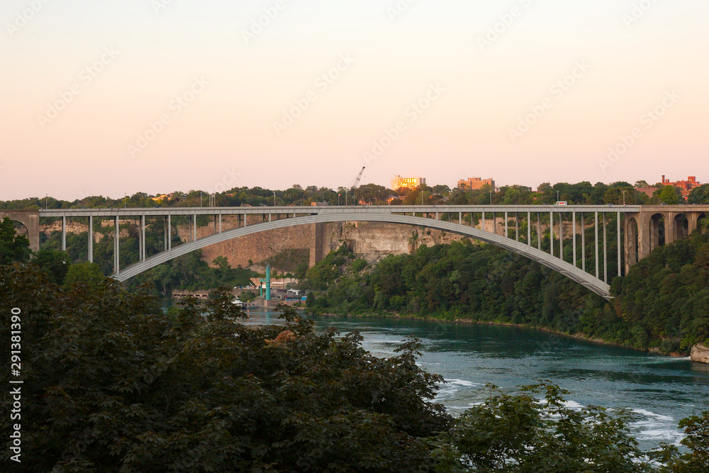 Rainbow Bridge Niagara Falls Ontario Canada Sunset Rainbow Bridge Niagara Falls Ontario Canada Sunset