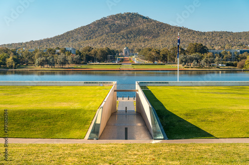 View of the Australian War Memorial from Reconciliation Place in Canberra, Australia photo