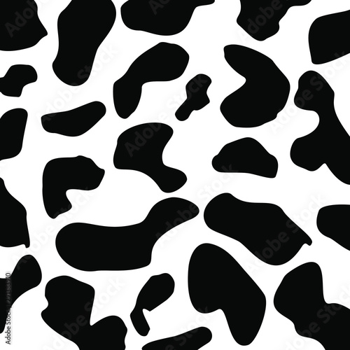  Black-white milk cow artwork, white background. abstract Black and white dog pattern. © NATPAKAN