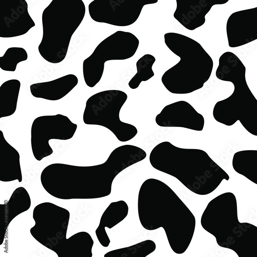  Black-white milk cow artwork, white background. abstract Black and white dog pattern.