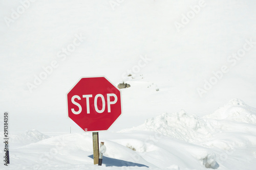 stop sign in deep snow © alissala