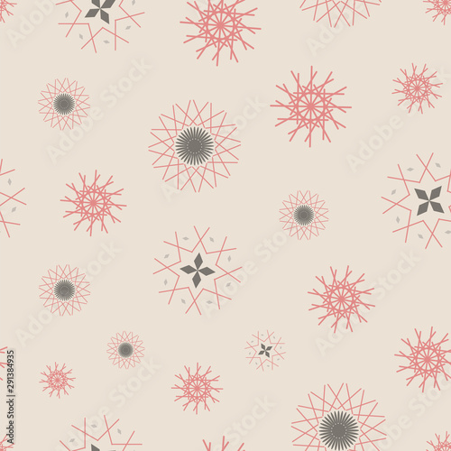 Abstract seamless pattern illustration of snowflakes. © oyuna