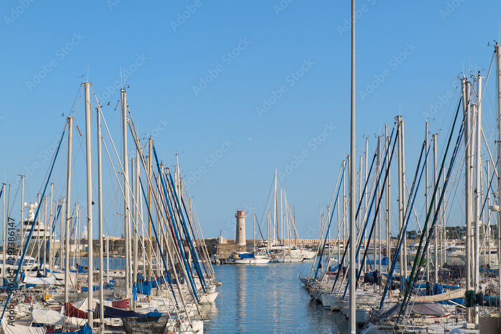 Sailboats in French in harbour