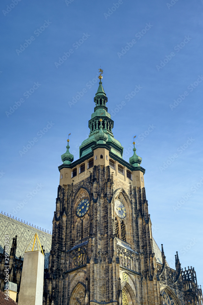 Obraz premium St. Vitus Cathedral inside of the Prague Castle complex built in the 9th century in Prague, Czech Republic.