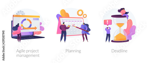 Task management and productivity icons set. Workflow organization and optimization scheme. Agile project management, planning, deadline metaphors. Vector isolated concept metaphor illustrations. photo