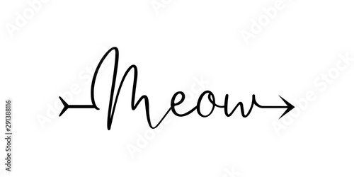 Canvas Print Meow writing with arrow hand draw word