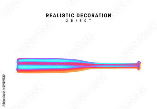 Sports baseball metal bat with gradient holographic color of hologram