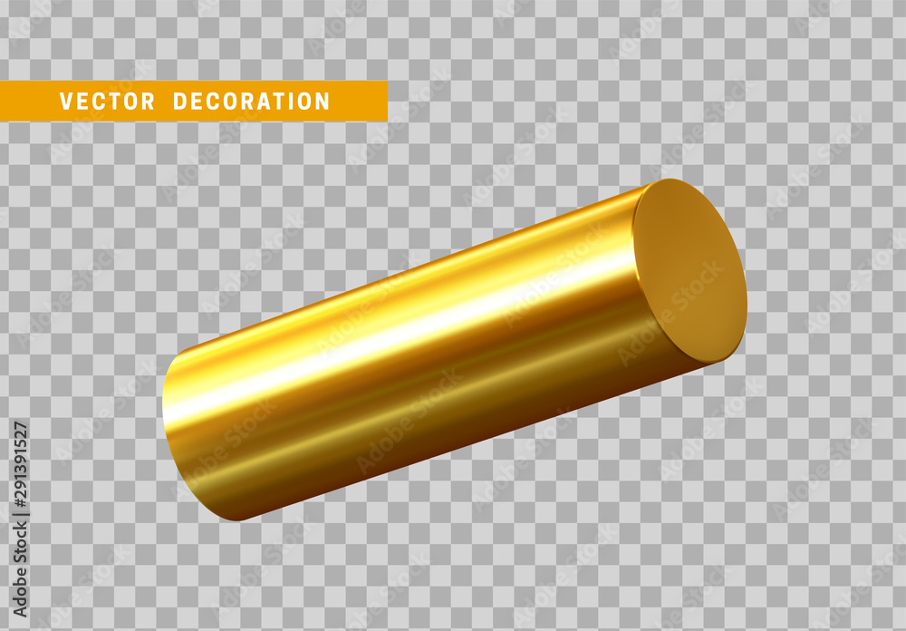 3d Golden Geometric Shapes Objects round steel, bar, metal round timber. Realistic geometry elements on metallic color gradient. Render Decorative gold figure for design. vector illustration 3d Golden Geometric Shapes Objects round steel, bar, metal round timber. Realistic geometry elements on metallic color gradient. Render Decorative gold figure for design. vector illustration
