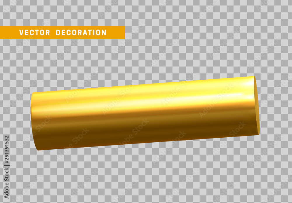 3d Golden Geometric Shapes Objects round steel, bar, metal round timber. Realistic geometry elements on metallic color gradient. Render Decorative gold figure for design. vector illustration 3d Golden Geometric Shapes Objects round steel, bar, metal round timber. Realistic geometry elements on metallic color gradient. Render Decorative gold figure for design. vector illustration