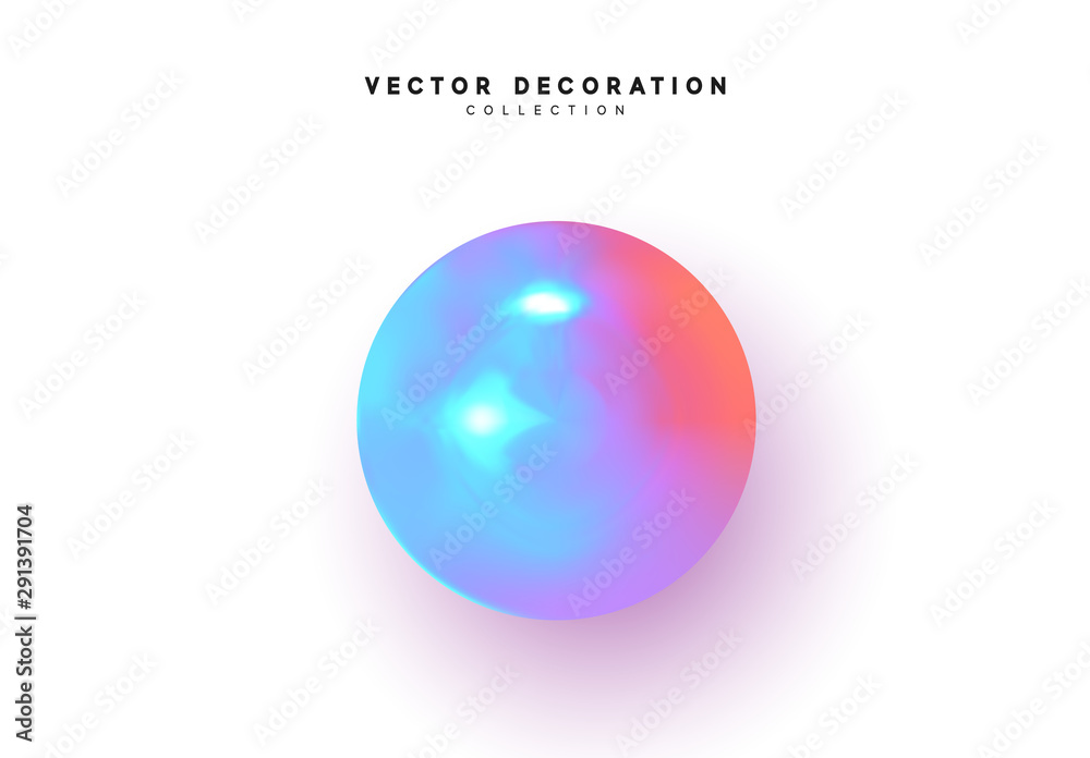 Design 3d object round sphere, ball with gradient holographic color of hologram. vector illustration Design 3d object round sphere, ball with gradient holographic color of hologram. vector illustration