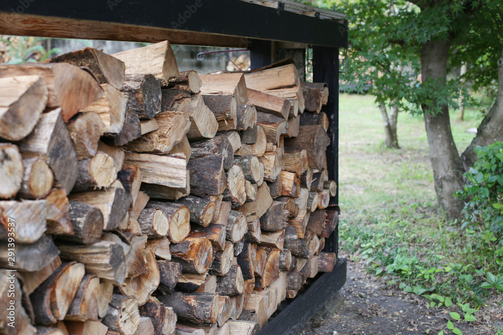 冬に使う薪を集めた写真