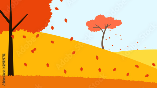 hill trees fall leaves fall autumn illustration