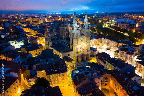 Burgos cityscape at night, Spain