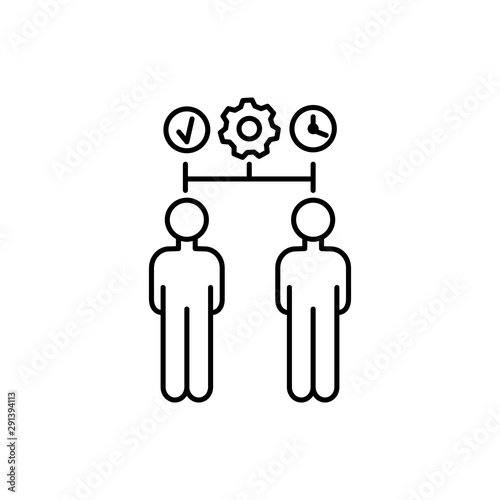 Men gear time population icon. Element of overpopulation thin line icon