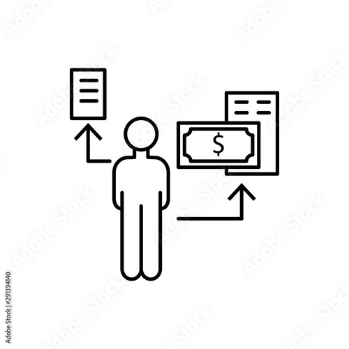 Document man business money icon. Element of overpopulation thin line icon