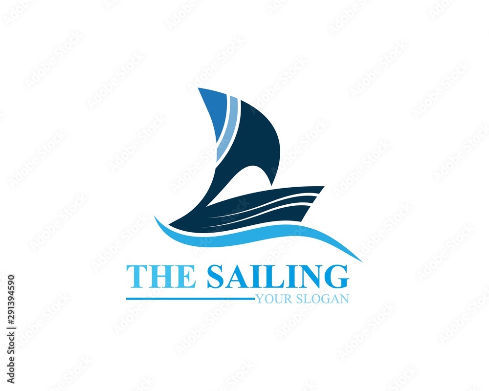 Fototapeta premium Sailing boat ocean wave logo template vector