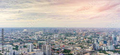 Aerial view of Bangkok City, downtown.